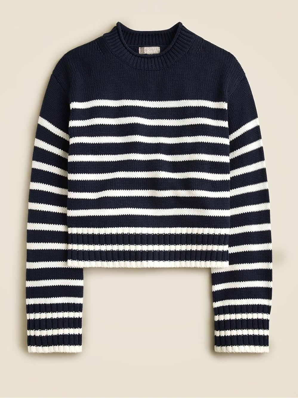 J.Crew Rollneck Sweater Striped Navy and Ivory Size XS